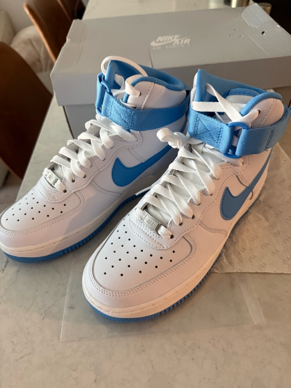 Air Force 1 Nike High-Top Sneakers White & University Blue